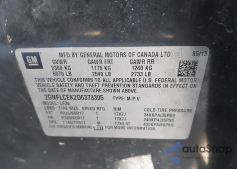 2013 Chevrolet Equinox Ls from USA, damaged, VIN 2GNFLCEK2D6373395